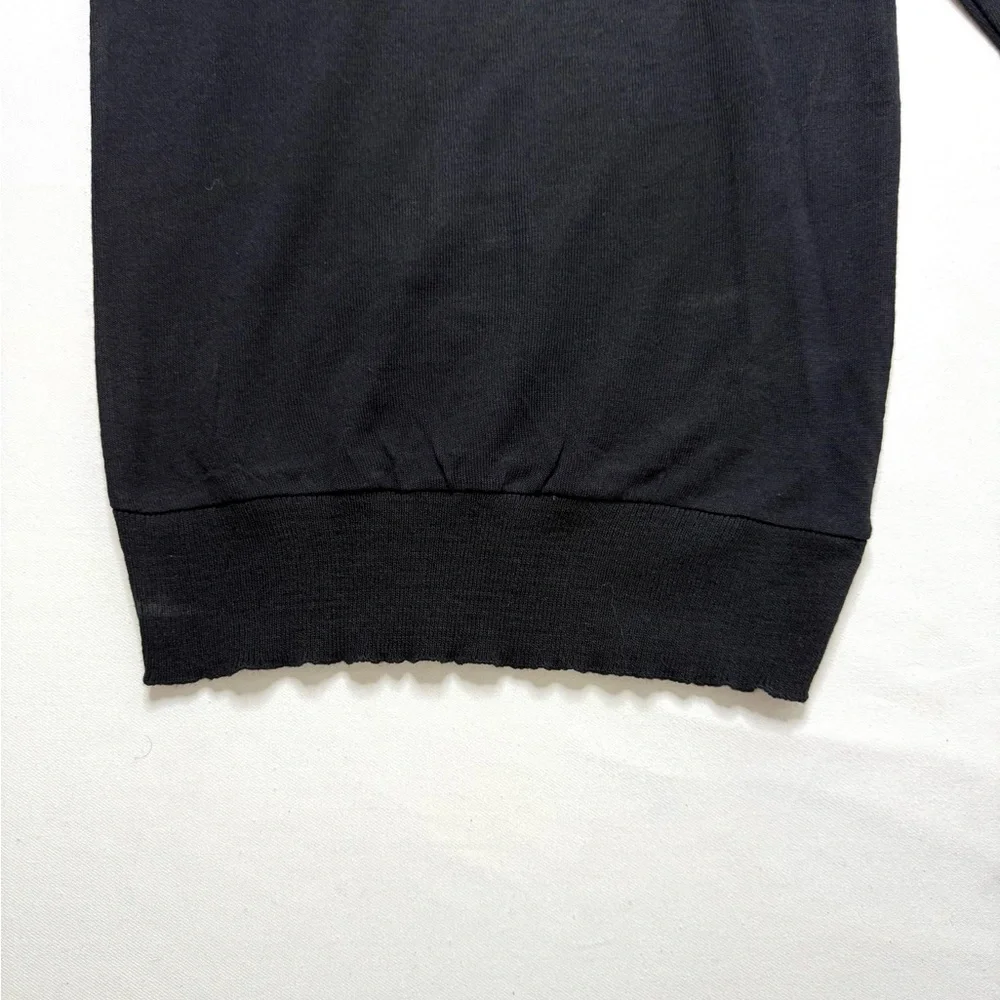 Koton Black Crew Neck Long Sleeve Sweater Red Bow at Back Size Large